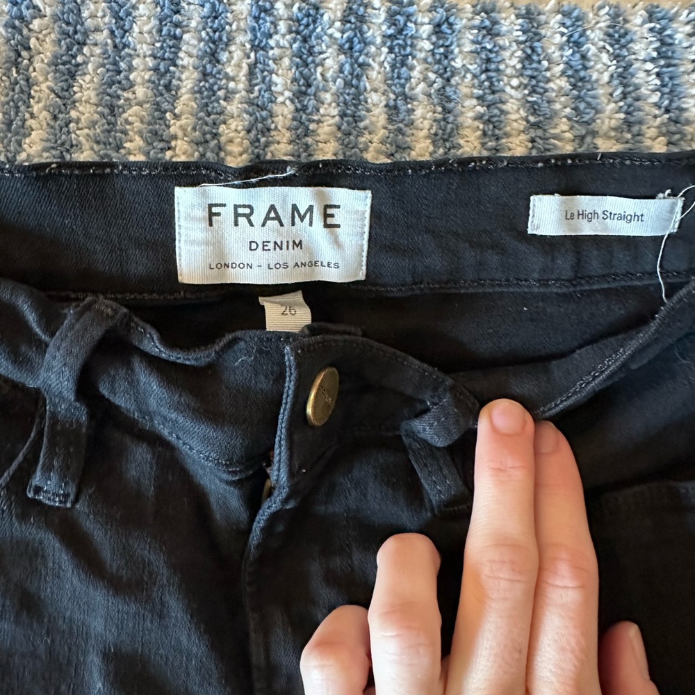 Frame Denim Le High Straight Black Jeans